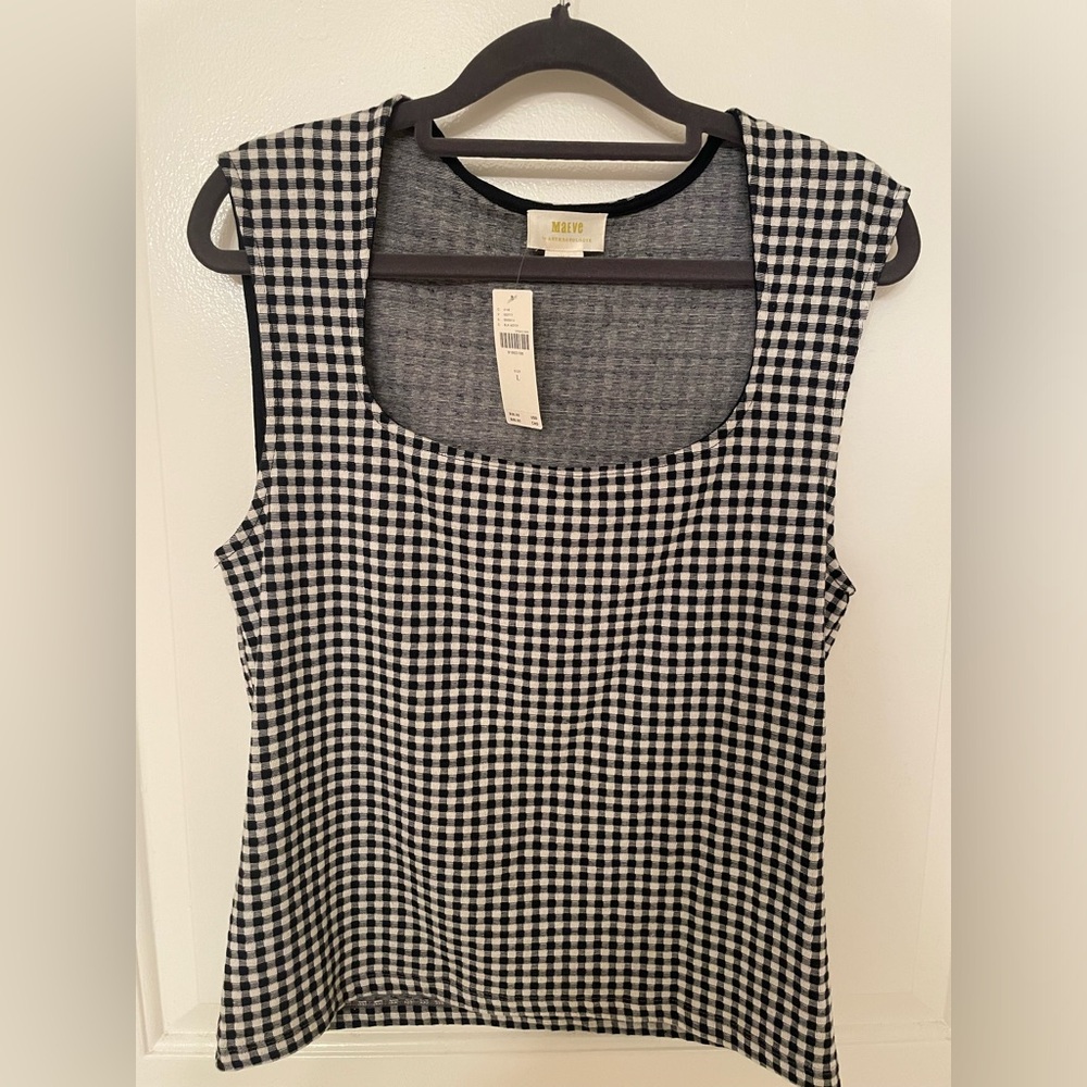 Maeve (Anthropologie) black & white square neck tank, size L, NWT